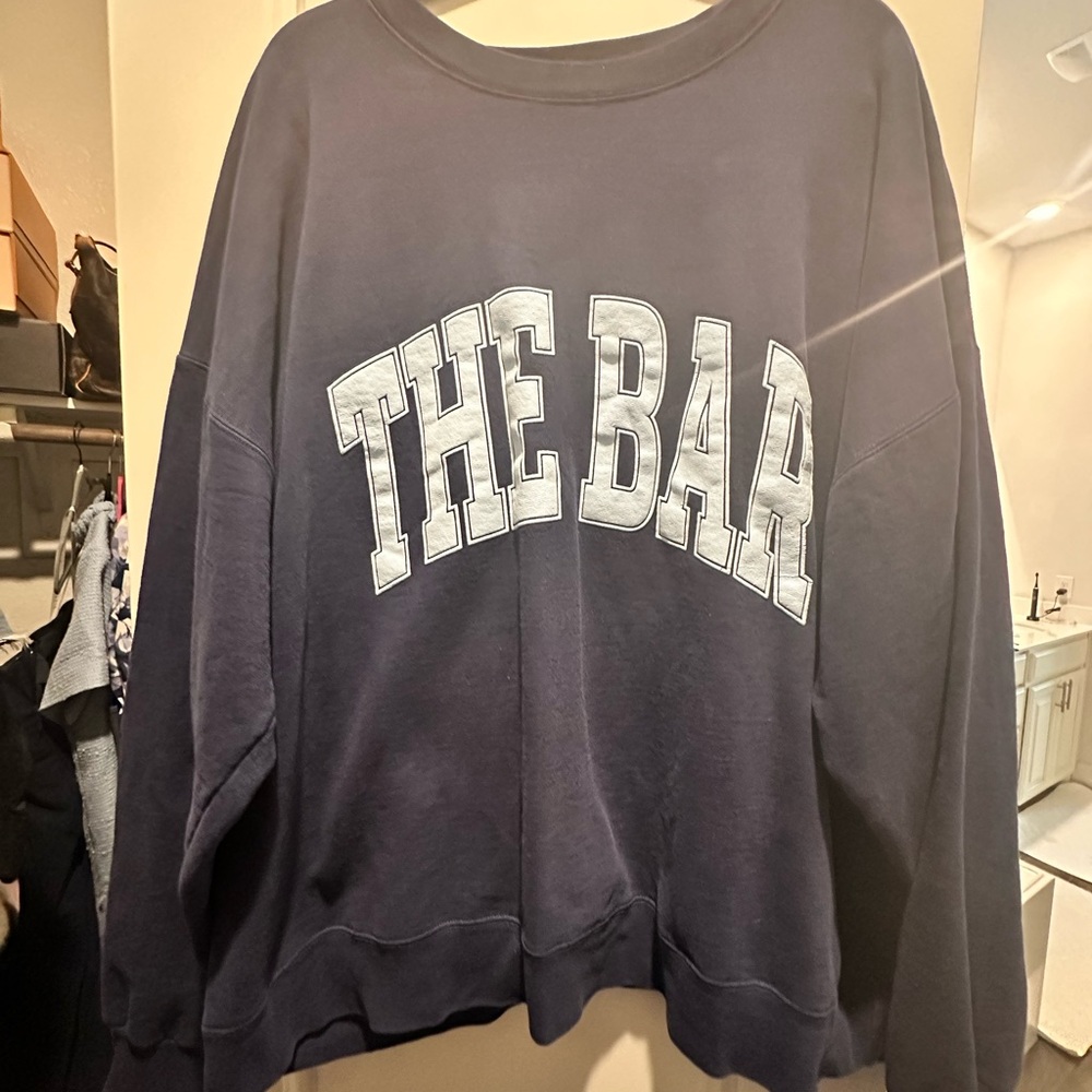 The Bar Navy Blue Crewneck Sweatshirt with White Lettering